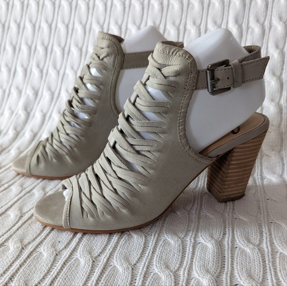 Sam Edelman Holly Leather Sandals 8 Bone Gray Open Toe Ankle Sandal - Picture 2 of 10